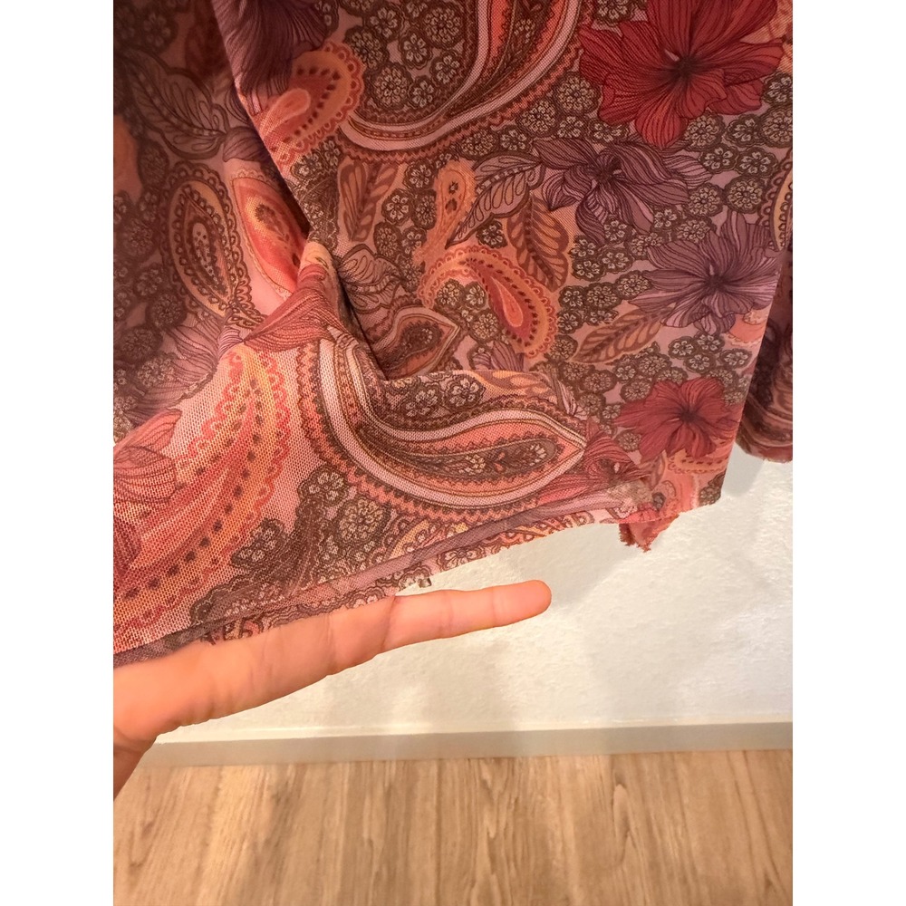 Johnny Was Jade Pink Orange Paisley Floral Mesh Mini Dress Womens XL Bohemian - Picture 6 of 9